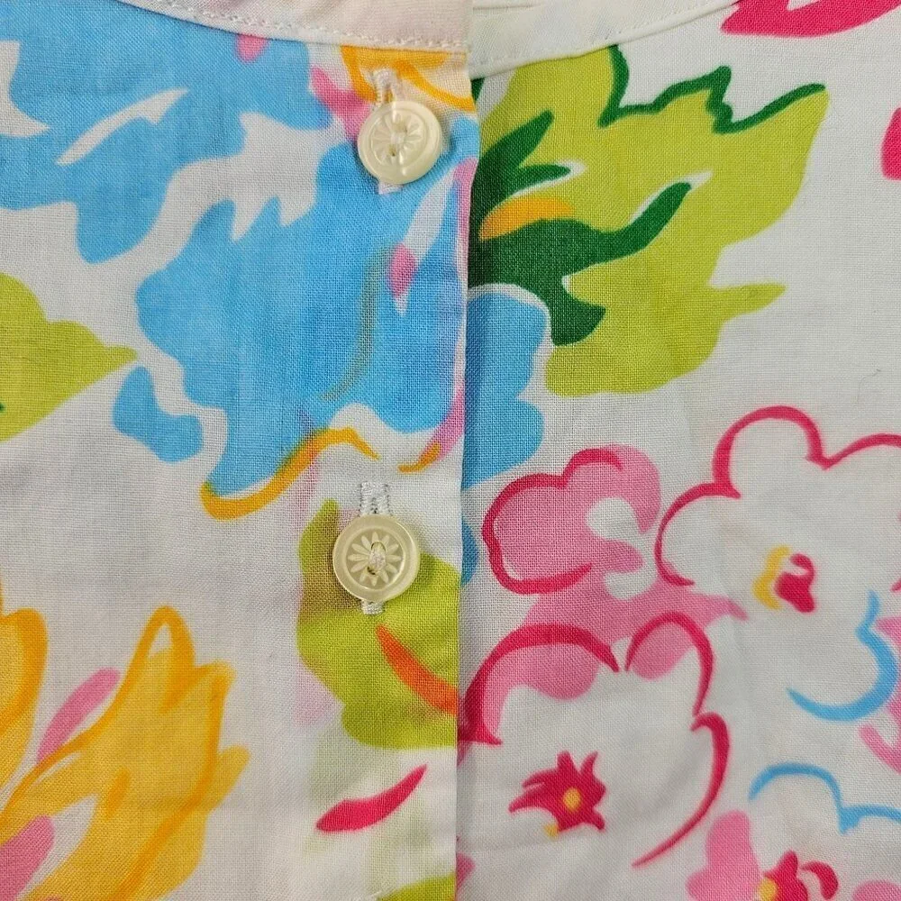 Ralph Lauren Little Girl Floral Sleeveless Cotton Top Sz 4 Pearl Btns Multi NWT